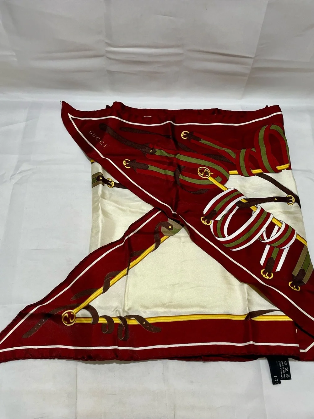 Gucci Belt & Horsebit Print Silk Scarf ✨ VINTAGE✨
